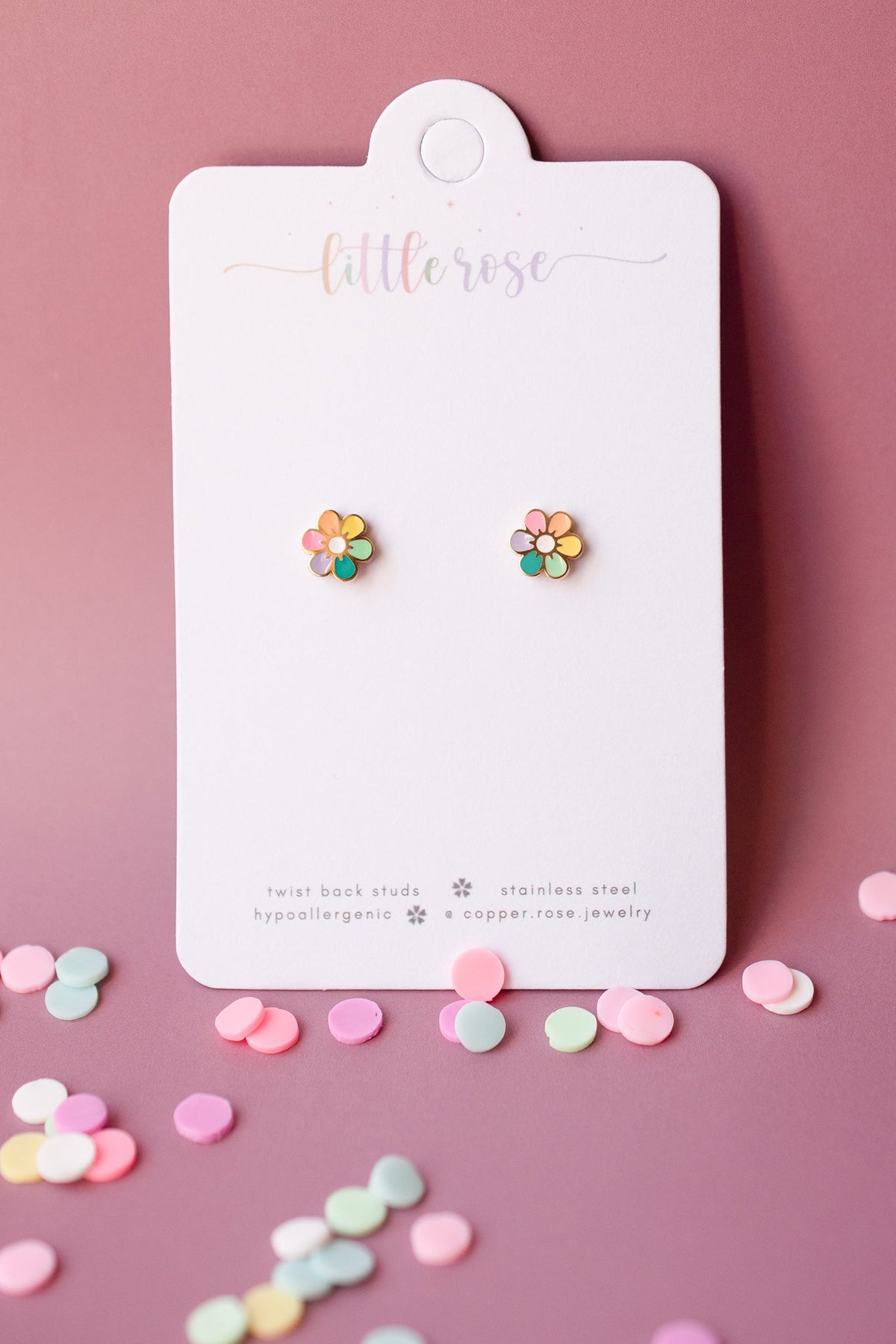 Rainbow Flower Studs