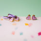 Checkered Purple Heart Studs
