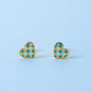 Checkered Blue Heart Studs
