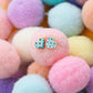 Checkered Blue Heart Studs